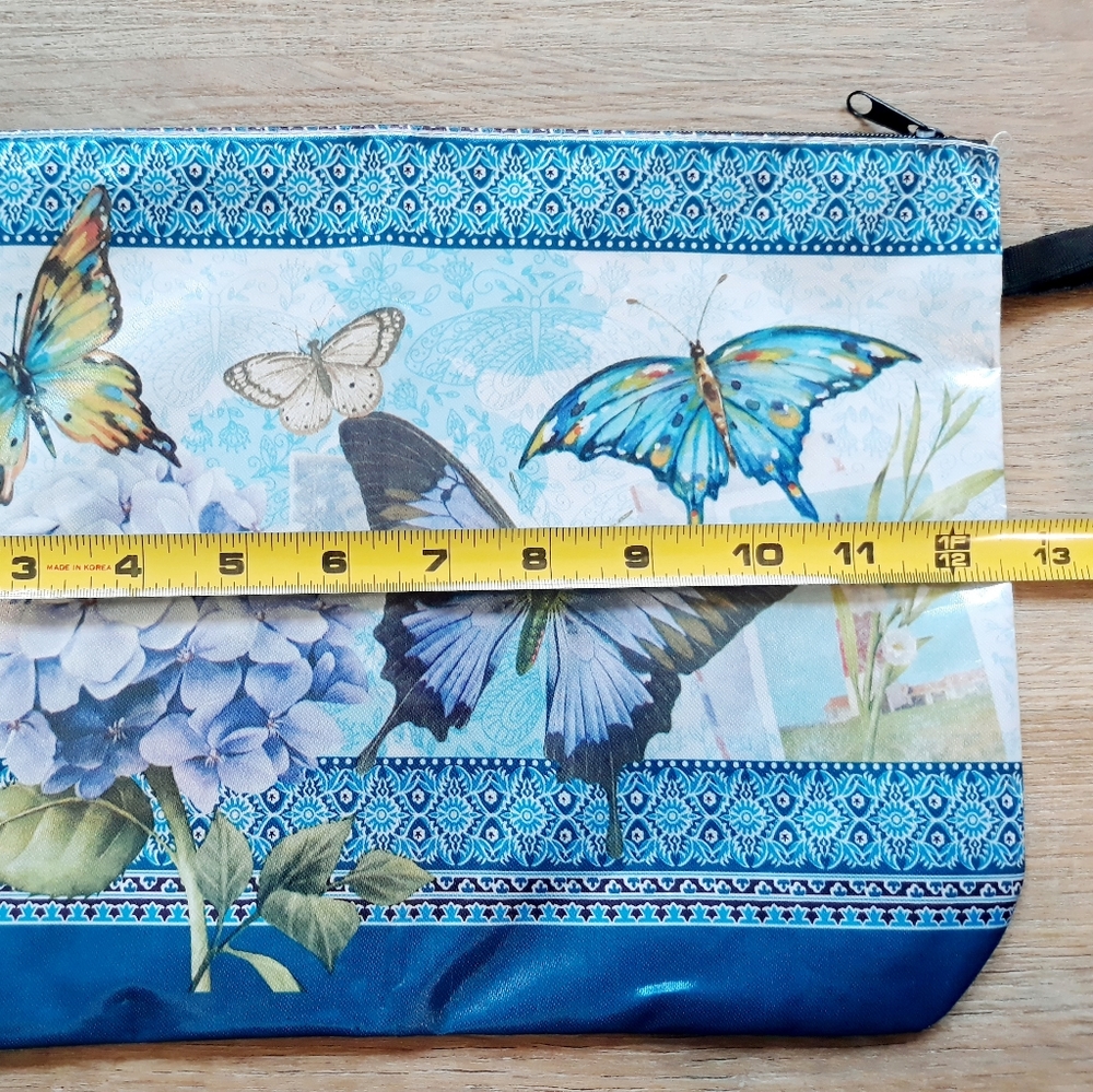 3 Floral Butterfly Cosmetic Travel Pouch with Wristlet Strap - Picture 8 of 12